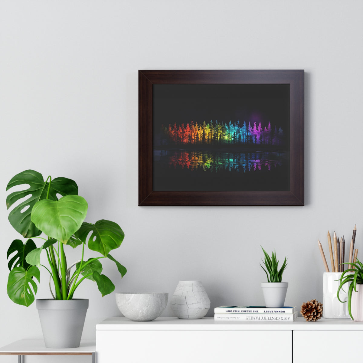 Colorful Forest Reflection Framed Poster