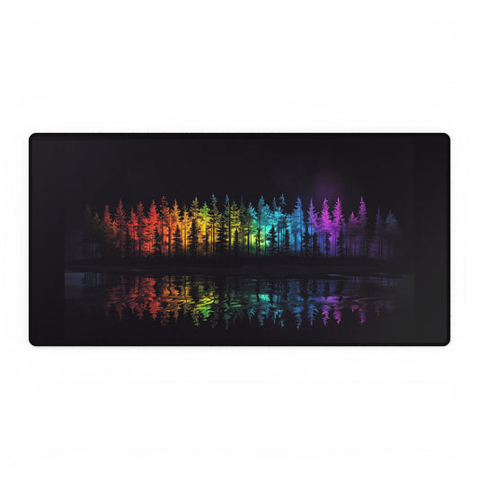 Vibrant Rainbow Forest Desk Mat