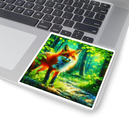 Vibrant Forest Fox Kiss-Cut Sticker