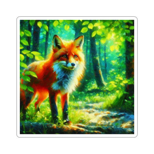 Vibrant Forest Fox Kiss-Cut Sticker